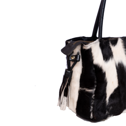 Black White Hair On Handbag