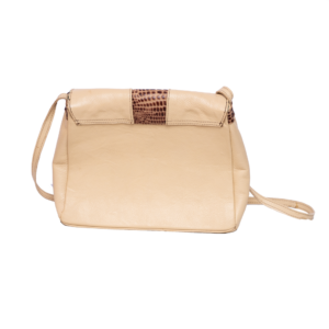 Cream Leather Pattern Sling Handbag