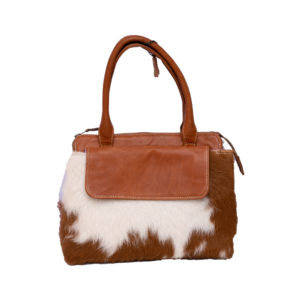 Brown White Hair On Leather Handbag