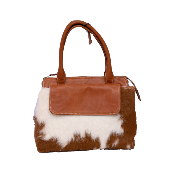Brown White Hair On Leather Handbag