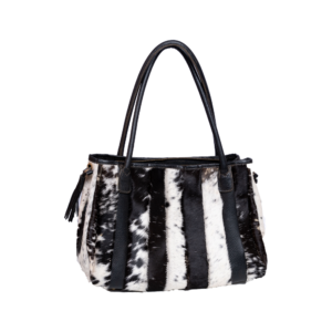 White Black Hair On Pleated Handbag