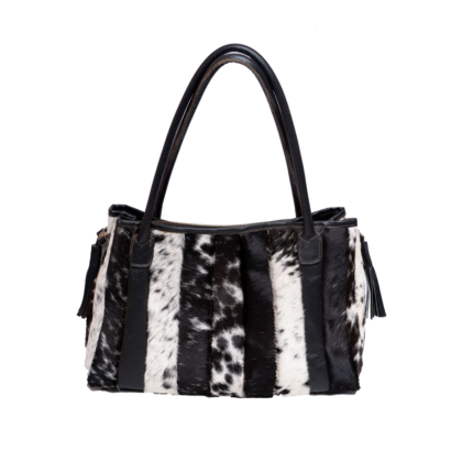 White Black Hair On Pleated Handbag
