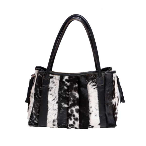 White Black Hair On Pleated Handbag