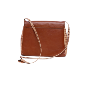 Brown Snake Print Leather Handbag
