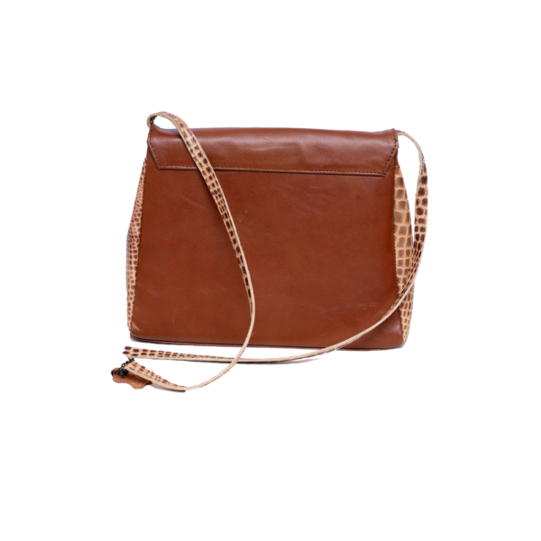Brown Snake Print Leather Handbag