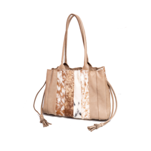 Pleated Hair On Leather Handbag