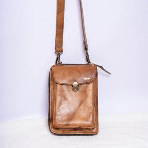 Safari Brown Leather Sling Bag