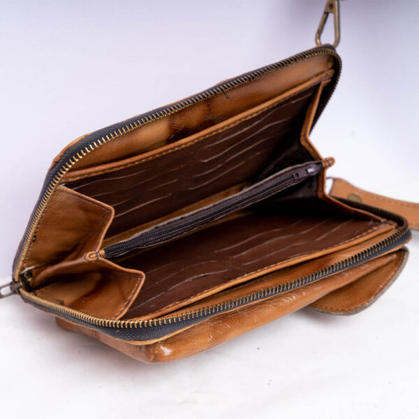 Safari Brown Leather Sling Bag
