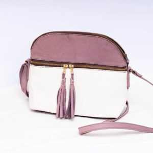 Purple White Leather Sling Bag