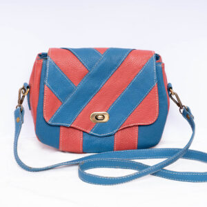 Red Blue Leather Sling Bag