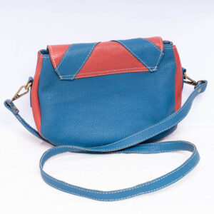 Red Blue Leather Sling Bag