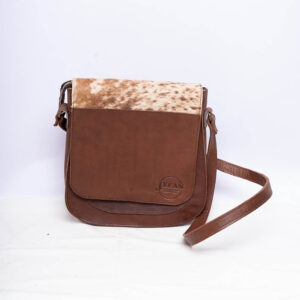 Brown Hair On Leather Sling Bag