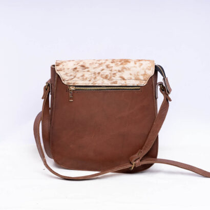 Brown Hair On Leather Sling Bag
