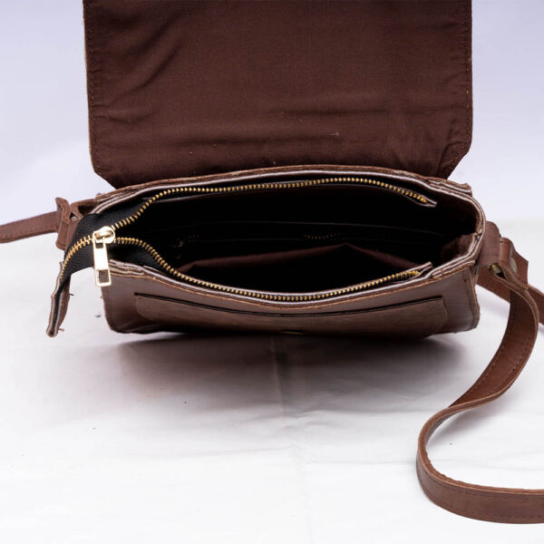 Brown Hair On Leather Sling Bag