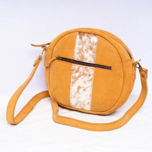 Brown Hair On Leather Sling Bag