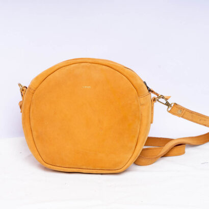 Brown Hair On Leather Sling Bag