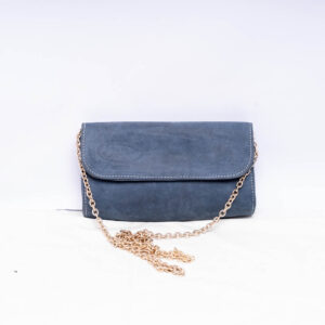 Suede Blue Leather Sling Bag