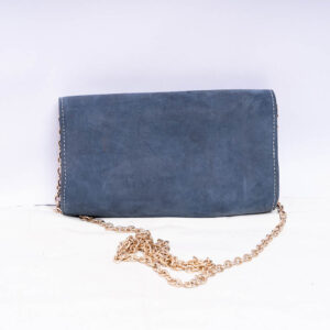 Suede Blue Leather Sling Bag