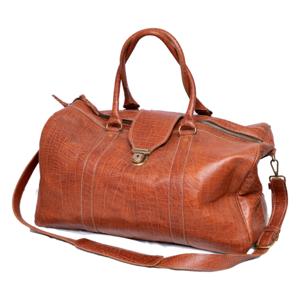 Brown Leather Pattern Travelling Bag