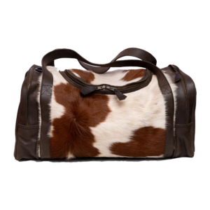 Dark Brown Hair On Leather Travel Bag