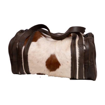 Dark Brown Hair On Leather Travel Bag