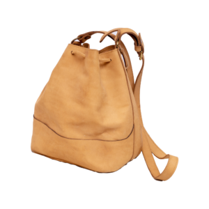 Fancy Brown Leather Bucket Bag
