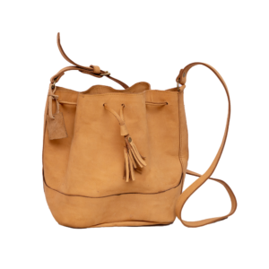 Fancy Brown Leather Bucket Bag