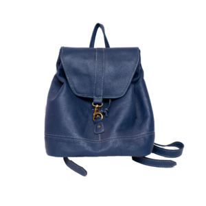 Blue Leather Backpack