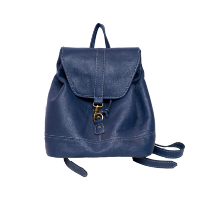 Blue Leather Backpack