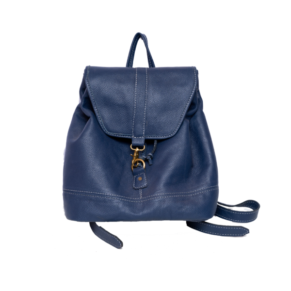 Blue Leather Backpack
