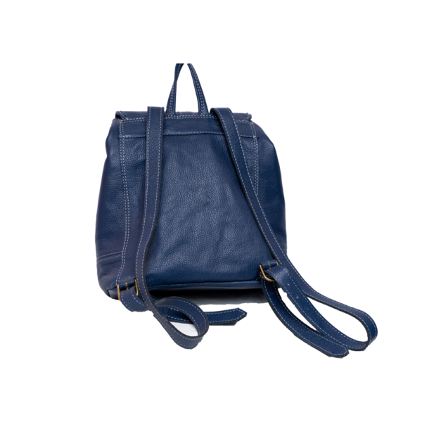 Blue Leather Backpack