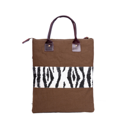 Brown White Leather Laptop Sleeve