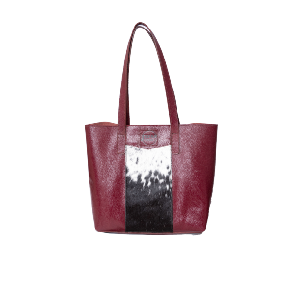 Maroon Hair On Leather Totebag