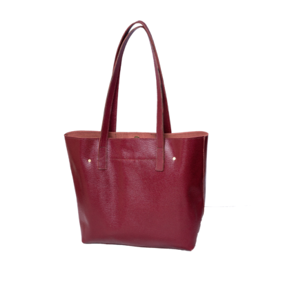 Maroon Hair On Leather Totebag