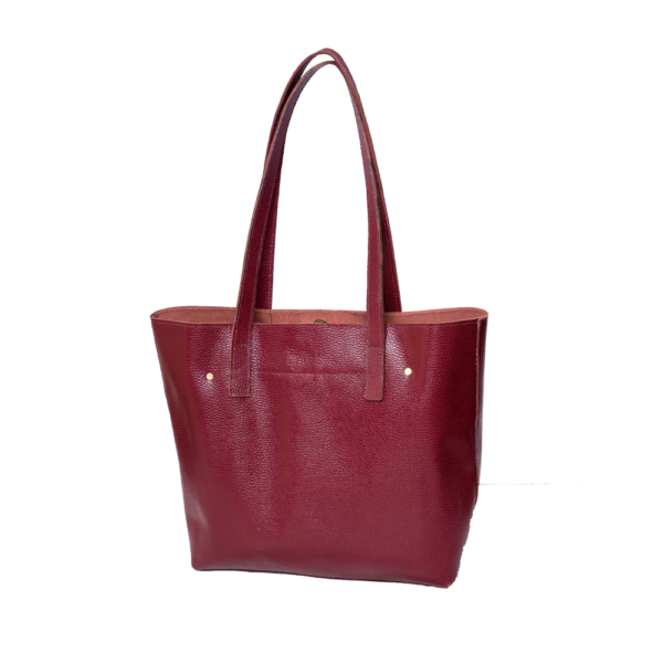 Maroon Hair On Leather Totebag