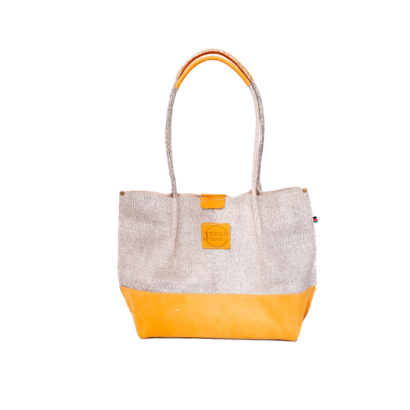 Yellow Leather Tote Bag