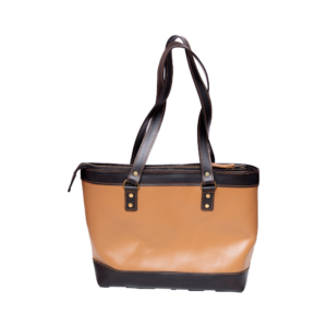 Brown Black Leather Tote Bag