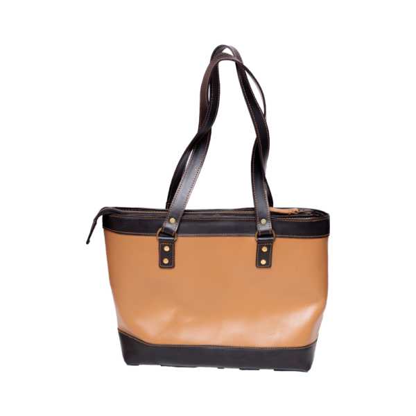 Brown Black Leather Tote Bag
