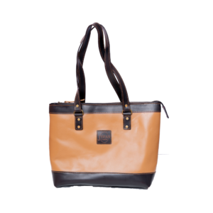 Brown Black Leather Tote Bag