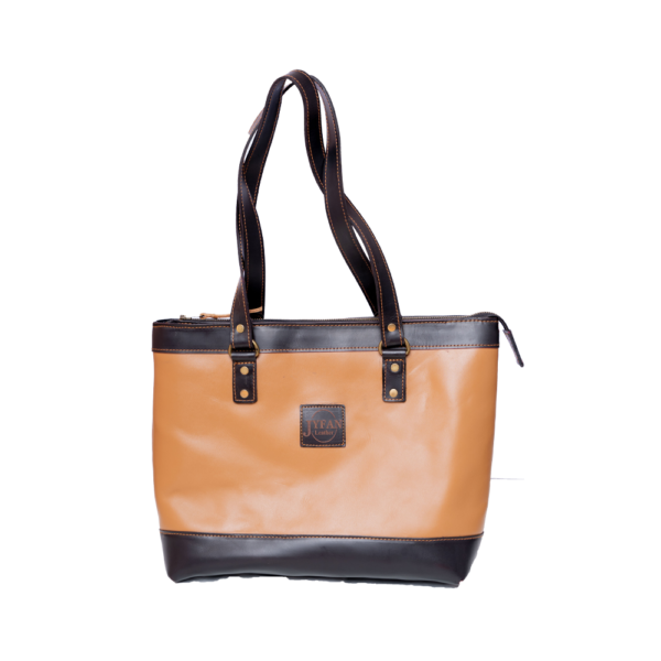 Brown Black Leather Tote Bag