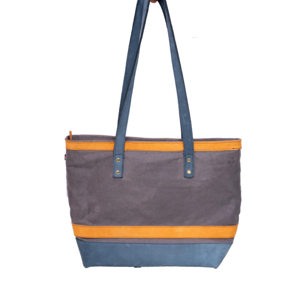 Grey Leather Genuine Tote Bag