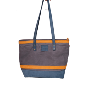 Grey Leather Genuine Tote Bag