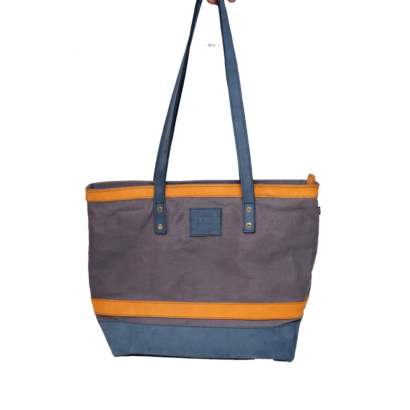 Grey Leather Genuine Tote Bag