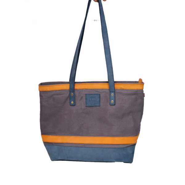 Grey Leather Genuine Tote Bag