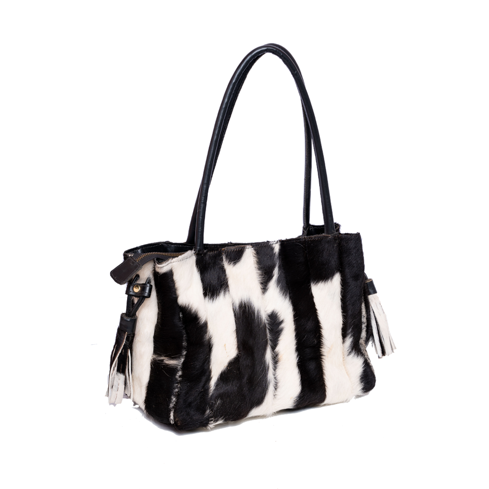 Black White Hair On Handbag