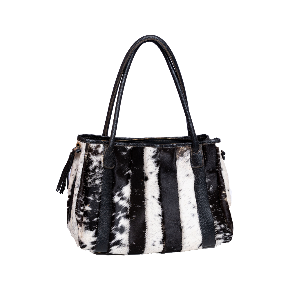 White Black Hair On Pleated Handbag