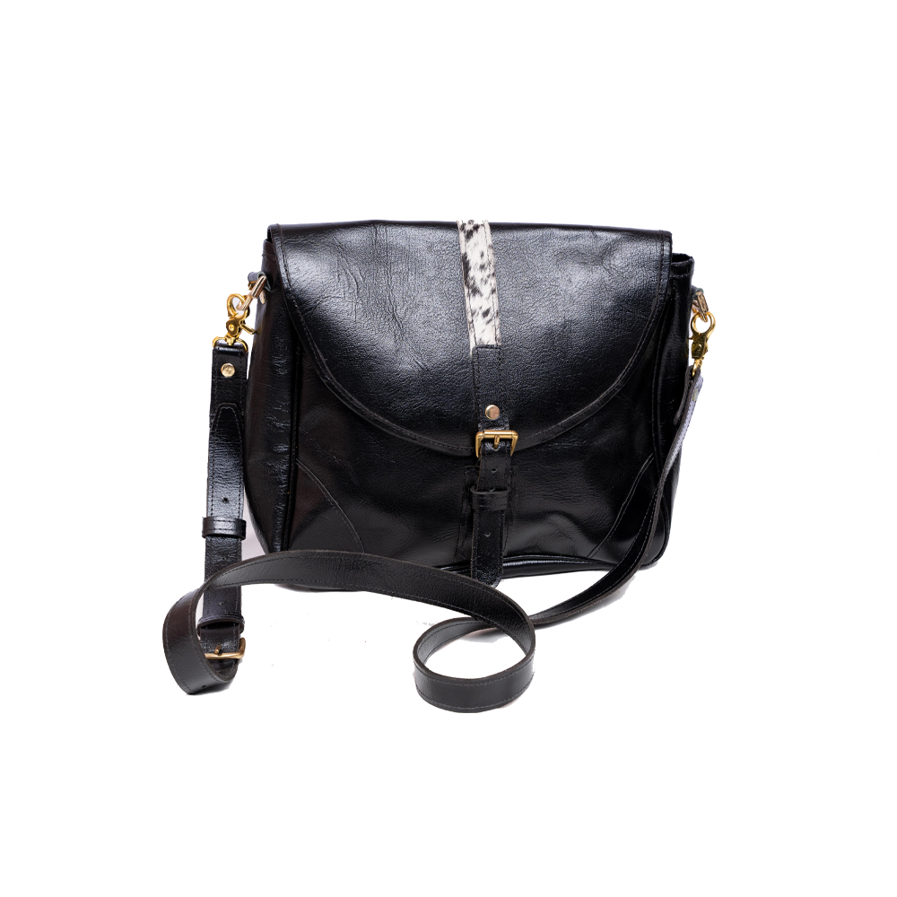 Black Leather Sling Handbag