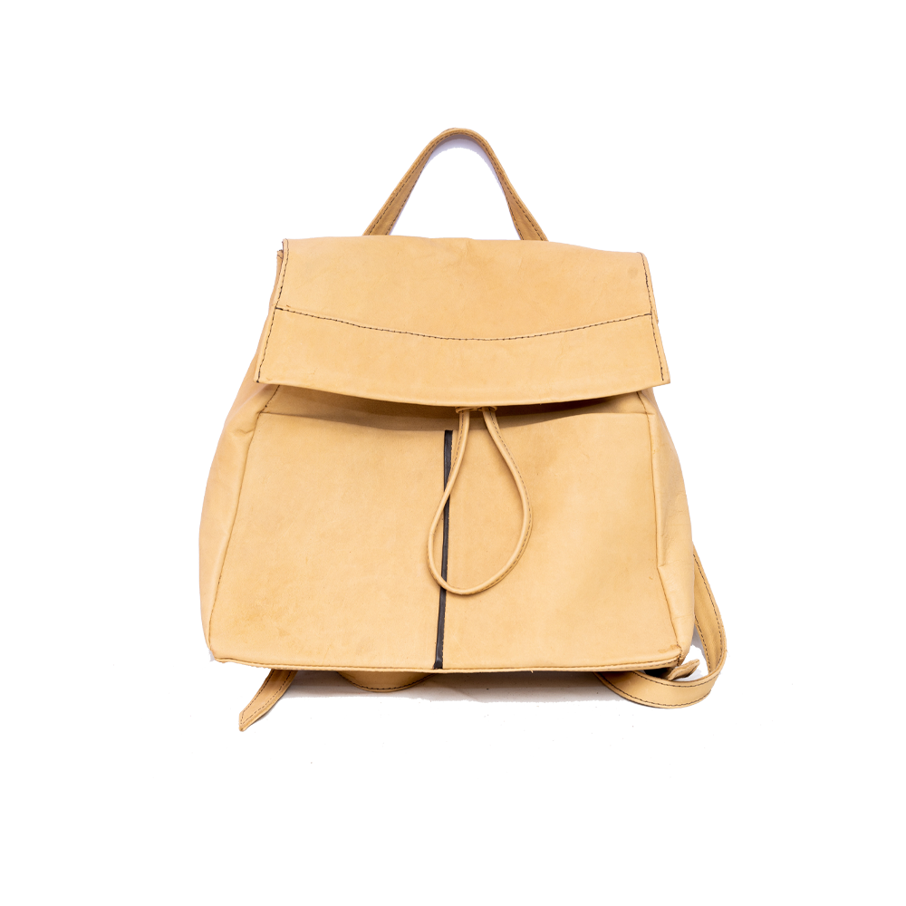 Beige Leather Backpack
